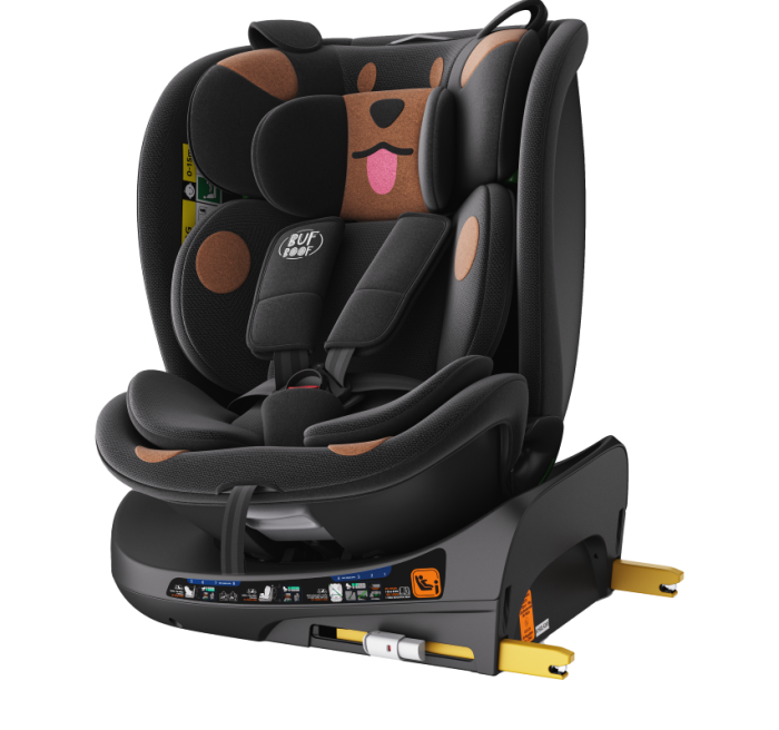 BUF BOOF B-Joy DELUXE iSize Autósülés, 360 °-os, 0-36 kg-os forgatással, 40-150 cm, BlackDOG [11]