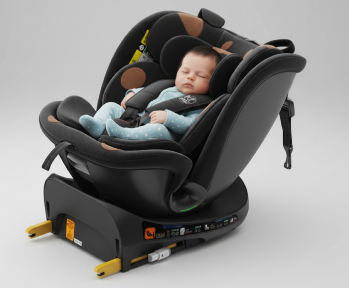 BUF BOOF B-Joy DELUXE iSize Autósülés, 360 °-os, 0-36 kg-os forgatással, 40-150 cm, BlackDOG [6]