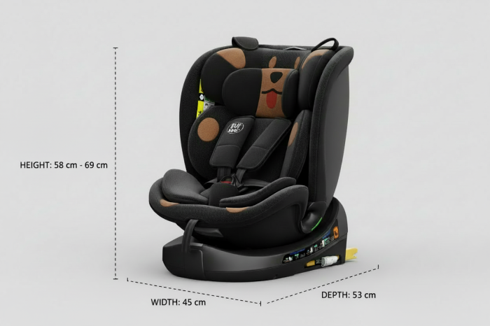 BUF BOOF B-Joy DELUXE iSize Autósülés, 360 °-os, 0-36 kg-os forgatással, 40-150 cm, BlackDOG [9]