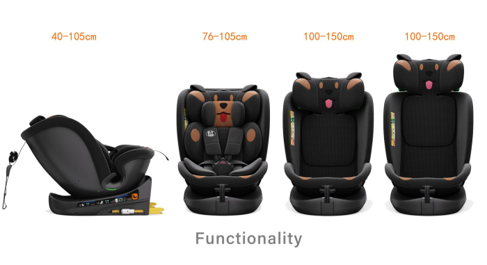 BUF BOOF B-Joy DELUXE iSize Autósülés, 360 °-os, 0-36 kg-os forgatással, 40-150 cm, BlackDOG [11]