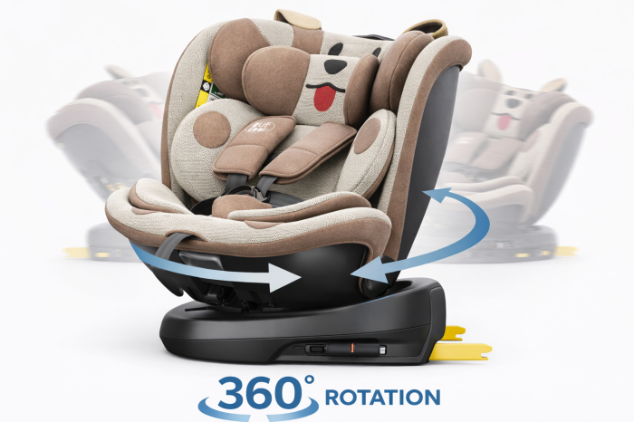 BUF BOOF B-Joy DELUXE iSize Autósülés, 360 °-os, 0-36 kg-os forgatással, 40-150 cm, BrownDOG [9]