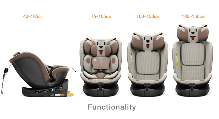 BUF BOOF B-Joy DELUXE iSize Autósülés, 360 °-os, 0-36 kg-os forgatással, 40-150 cm, BrownDOG [11]