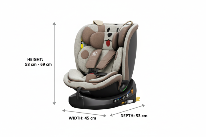 BUF BOOF B-Joy DELUXE iSize Autósülés, 360 °-os, 0-36 kg-os forgatással, 40-150 cm, BrownDOG [8]