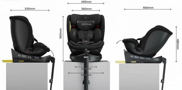 BUF BOOF® N-Fix iSize autós gyerekülés, ISOFIX, 360° forgatható, támasztóláb, 165° dönthető alvópozíció, 40–150 cm [6]