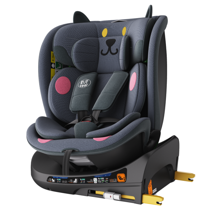 BUF BOOF B-Joy DELUXE iSize Autósülés, 360 °-os, 0-36 kg-os forgatással, 40-150 cm, DarkGreyCAT [16]