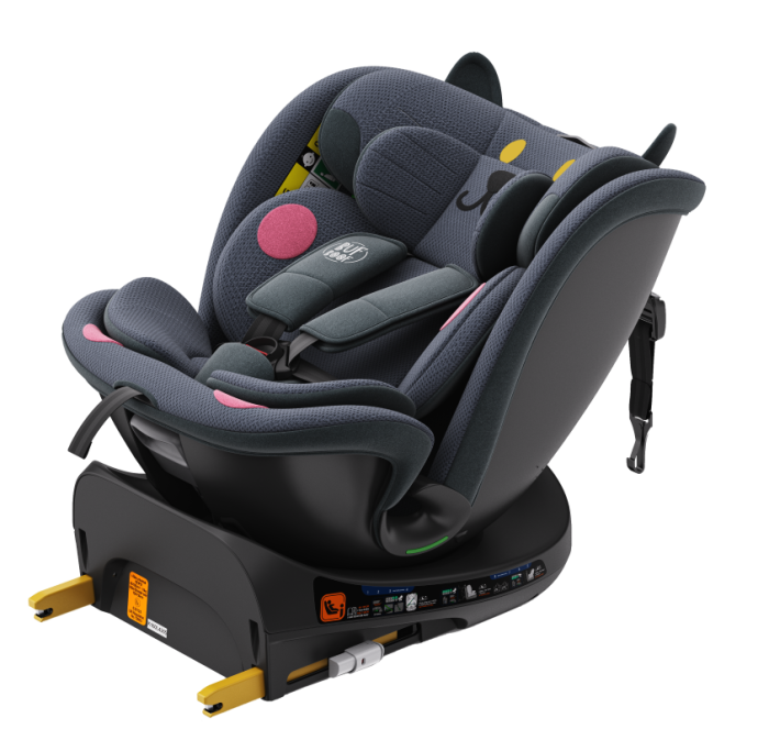 BUF BOOF B-Joy DELUXE iSize Autósülés, 360 °-os, 0-36 kg-os forgatással, 40-150 cm, DarkGreyCAT [14]