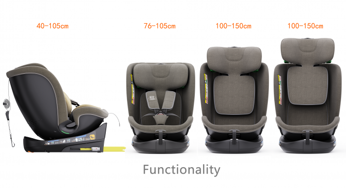 BUF BOOF B-Joy DELUXE iSize Autósülés, 360 °-os, 0-36 kg-os forgatással, 40-150 cm, LightBrown [3]