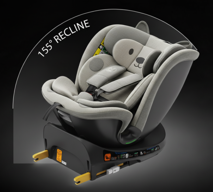 BUF BOOF B-Joy DELUXE iSize Autósülés, 360 °-os, 0-36 kg-os forgatással, 40-150 cm, LightGreyCAT [7]