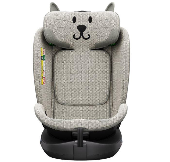 BUF BOOF B-Joy DELUXE iSize Autósülés, 360 °-os, 0-36 kg-os forgatással, 40-150 cm, LightGreyCAT [19]