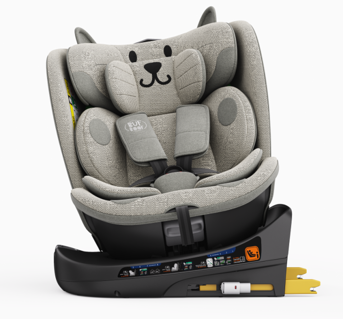 BUF BOOF B-Joy DELUXE iSize Autósülés, 360 °-os, 0-36 kg-os forgatással, 40-150 cm, LightGreyCAT [14]
