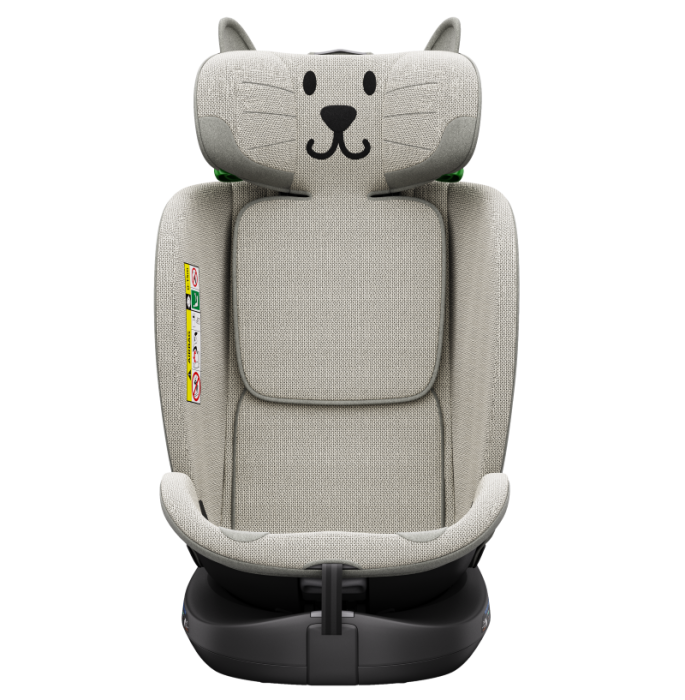 BUF BOOF B-Joy DELUXE iSize Autósülés, 360 °-os, 0-36 kg-os forgatással, 40-150 cm, LightGreyCAT [15]