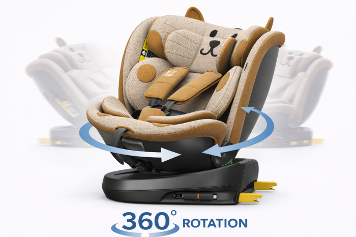 BUF BOOF B-Joy DELUXE iSize Autósülés, 360 °-os, 0-36 kg-os forgatással, 40-150 cm, OrangeCAT [7]