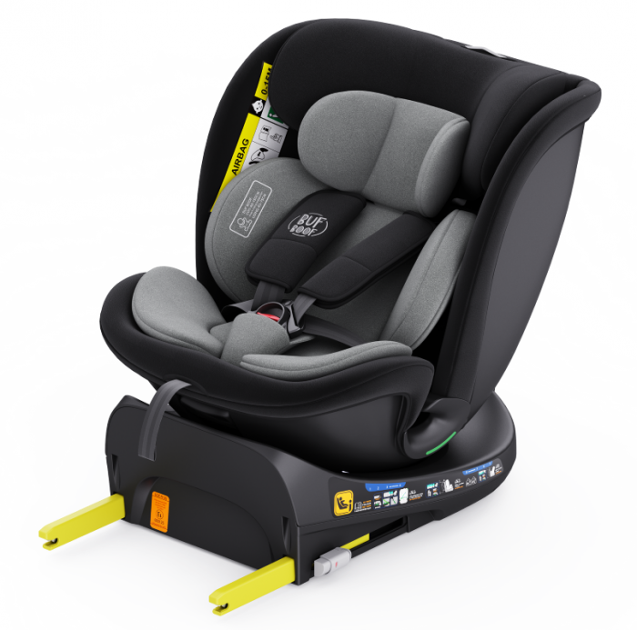 BUF BOOF B-Joy DELUXE iSize Autósülés, 360 °-os, 0-36 kg-os forgatással, 40-150 cm, Grey [12]