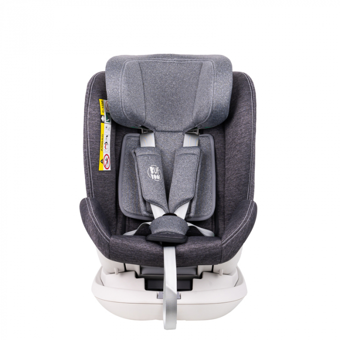 BUF BOOF Platinum DELUXE iSize Autósülés, 360 °-os, 0-36 kg-os forgatással, Top Tether 40-150 cm, Grey [9]