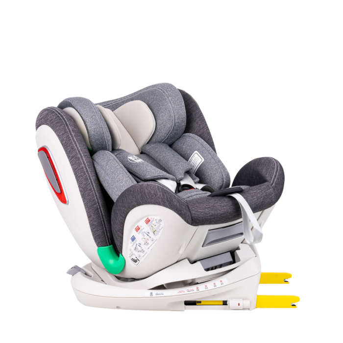 BUF BOOF Platinum DELUXE iSize Autósülés, 360 °-os, 0-36 kg-os forgatással, Top Tether 40-150 cm, Grey [2]