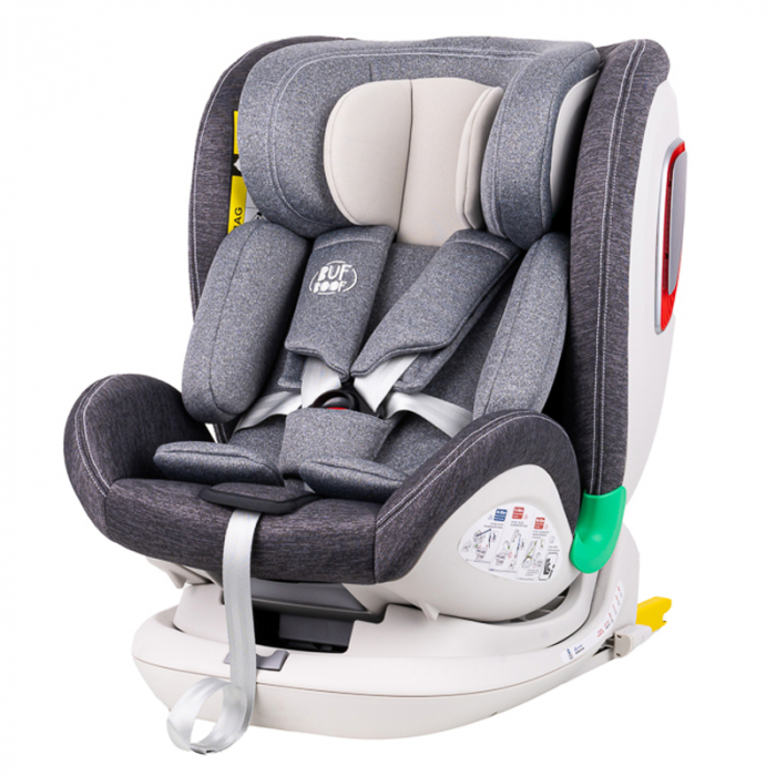 BUF BOOF Platinum DELUXE iSize Autósülés, 360 °-os, 0-36 kg-os forgatással, Top Tether 40-150 cm, Grey [1]
