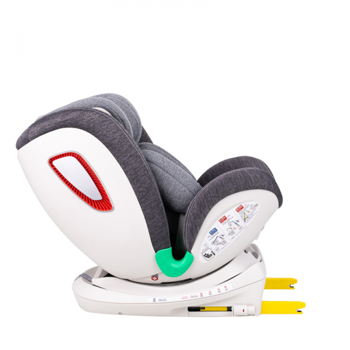 BUF BOOF Platinum DELUXE iSize Autósülés, 360 °-os, 0-36 kg-os forgatással, Top Tether 40-150 cm, Grey [7]