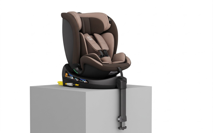 BUF BOOF® N-Fix iSize autós gyerekülés, ISOFIX, 360° forgatható, támasztóláb, 165° dönthető alvópozíció, 40–150 cm Coffee [8]