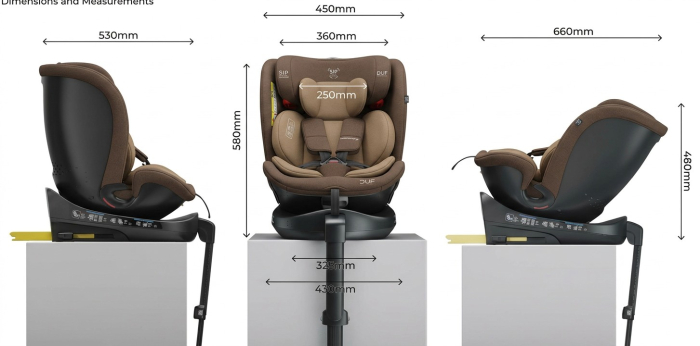 BUF BOOF® N-Fix iSize autós gyerekülés, ISOFIX, 360° forgatható, támasztóláb, 165° dönthető alvópozíció, 40–150 cm Coffee [4]