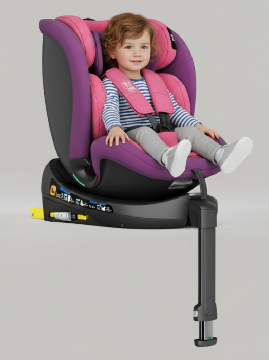 BUF BOOF® N-Fix iSize autós gyerekülés, ISOFIX, 360° forgatható, támasztóláb, 165° dönthető alvópozíció, 40–150 cm Pink [6]