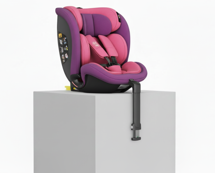 BUF BOOF® N-Fix iSize autós gyerekülés, ISOFIX, 360° forgatható, támasztóláb, 165° dönthető alvópozíció, 40–150 cm Pink [5]