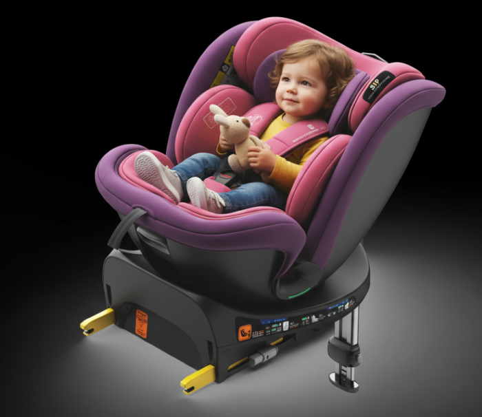 BUF BOOF® N-Fix iSize autós gyerekülés, ISOFIX, 360° forgatható, támasztóláb, 165° dönthető alvópozíció, 40–150 cm Pink [4]
