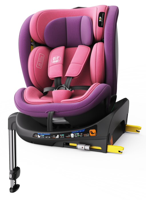 BUF BOOF® N-Fix iSize autós gyerekülés, ISOFIX, 360° forgatható, támasztóláb, 165° dönthető alvópozíció, 40–150 cm Pink [16]