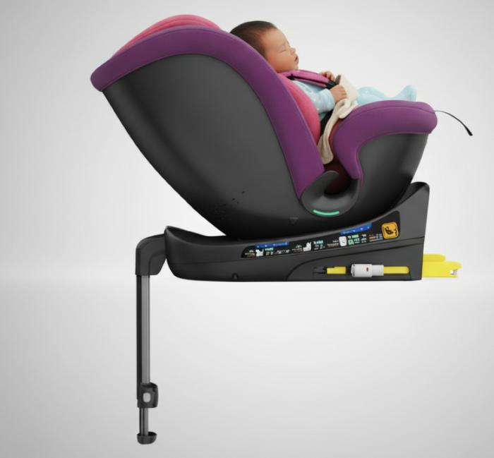 BUF BOOF® N-Fix iSize autós gyerekülés, ISOFIX, 360° forgatható, támasztóláb, 165° dönthető alvópozíció, 40–150 cm Pink [7]