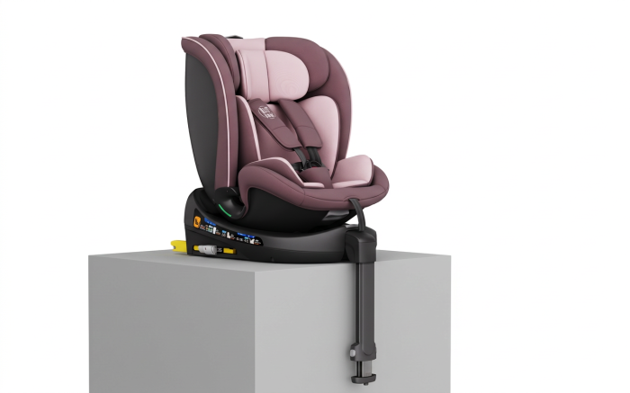 BUF BOOF® N-Fix iSize autós gyerekülés, ISOFIX, 360° forgatható, támasztóláb, 165° dönthető alvópozíció, 40–150 cm LightPurple [7]