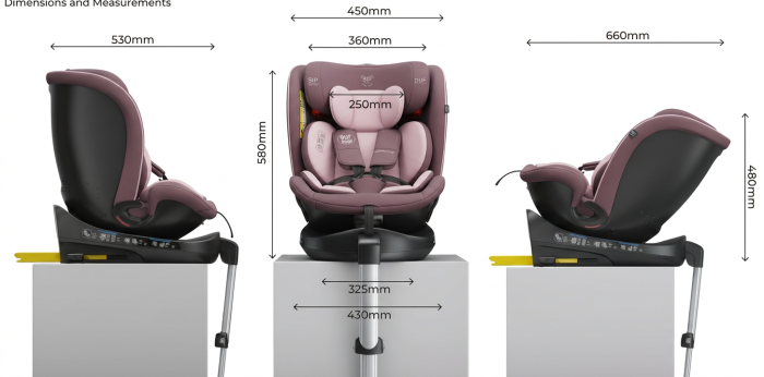 BUF BOOF® N-Fix iSize autós gyerekülés, ISOFIX, 360° forgatható, támasztóláb, 165° dönthető alvópozíció, 40–150 cm LightPurple [8]