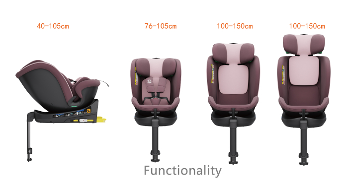 BUF BOOF® N-Fix iSize autós gyerekülés, ISOFIX, 360° forgatható, támasztóláb, 165° dönthető alvópozíció, 40–150 cm LightPurple [10]