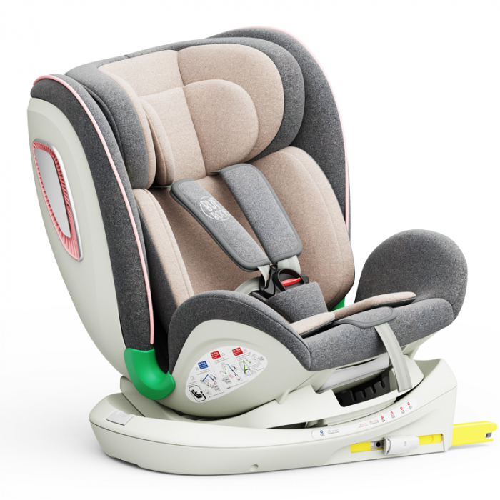 BUF BOOF Platinum DELUXE iSize Autósülés, 360 °-os, 0-36 kg-os forgatással, Top Tether 40-150 cm, Pink [7]