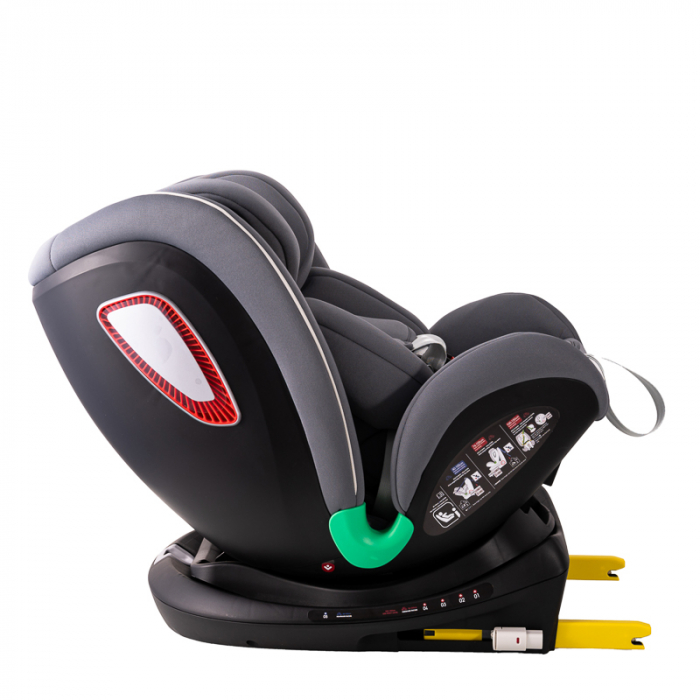 BUF BOOF Platinum DELUXE iSize Autósülés, 360 °-os, 0-36 kg-os forgatással, Top Tether 40-150 cm, SimpleGrey [8]