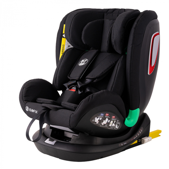 BUF BOOF Platinum DELUXE iSize Autósülés, 360 °-os, 0-36 kg-os forgatással, Top Tether 40-150 cm, BlackJeans [1]
