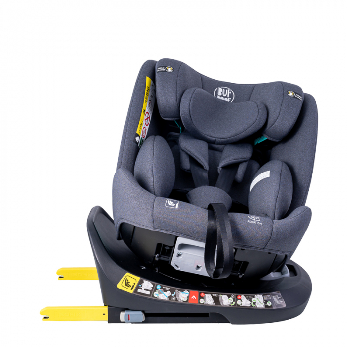 BUF BOOF Saphir Deluxe iSize Autósülés, 360 °-os, 0-36 kg-os forgatással, 40-150 cm, Grey [3]