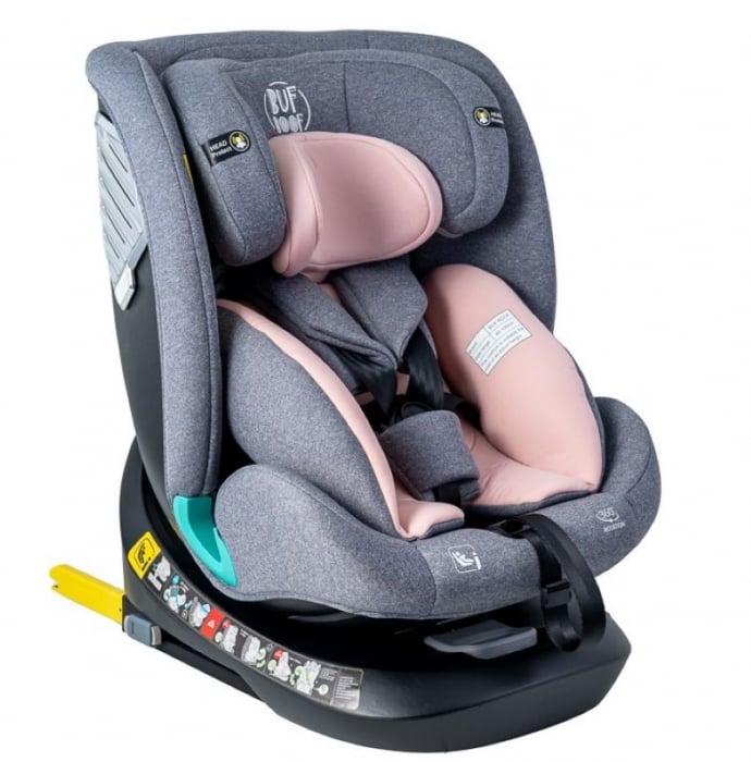 BUF BOOF Saphir Deluxe iSize Autósülés, 360 °-os, 0-36 kg-os forgatással, 40-150 cm, Pink [2]