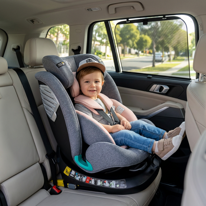 BUF BOOF Saphir Deluxe iSize Autósülés, 360 °-os, 0-36 kg-os forgatással, 40-150 cm, Pink [7]