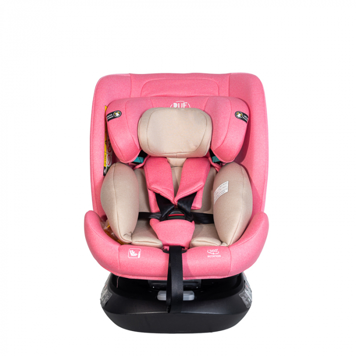 BUF BOOF Saphir Deluxe iSize Autósülés, 360 °-os, 0-36 kg-os forgatással, 40-150 cm, Pink [6]