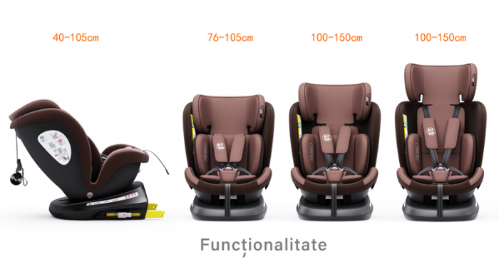 BUF BOOF TWT Plus iSize Autósülés, 360 °-os, 0-36 kg-os forgatással, 40-150 cm, Coffee [4]
