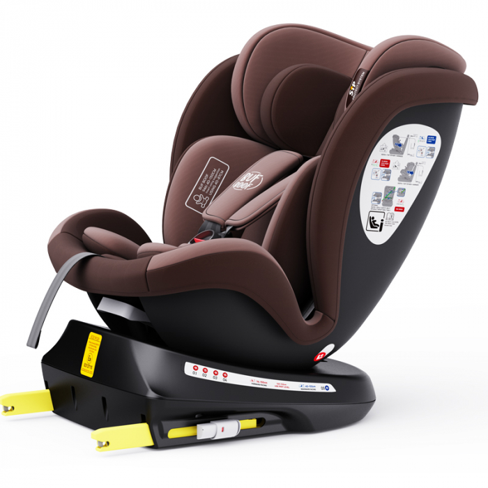 BUF BOOF TWT Plus iSize Autósülés, 360 °-os, 0-36 kg-os forgatással, 40-150 cm, Coffee [5]