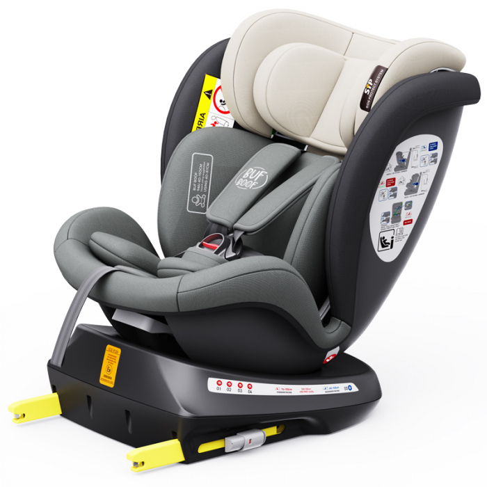 BUF BOOF TWT Plus iSize Autósülés, 360 °-os, 0-36 kg-os forgatással, 40-150 cm, MandaraGrey [2]
