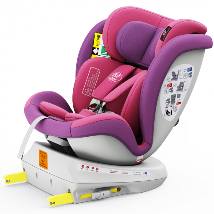 BUF BOOF TWT Plus iSize Autósülés, 360 °-os, 0-36 kg-os forgatással, 40-150 cm, UnicornPink [7]