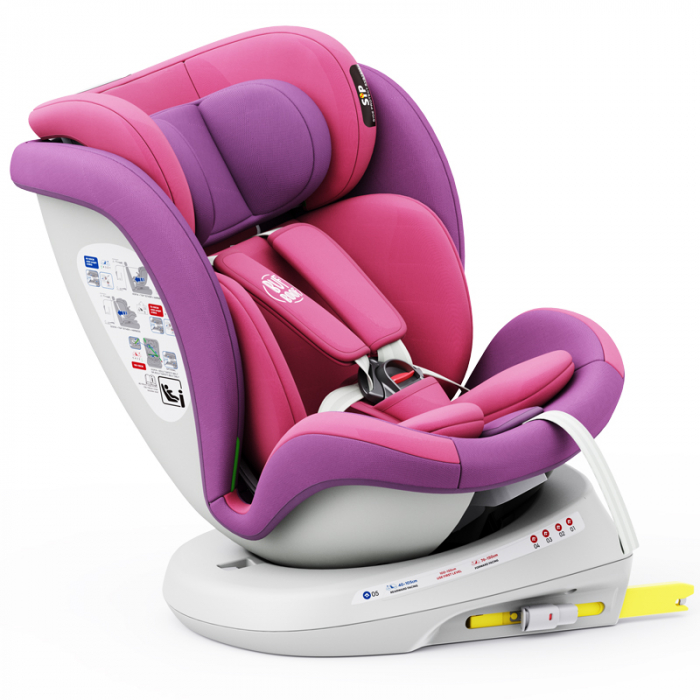 BUF BOOF TWT Plus iSize Autósülés, 360 °-os, 0-36 kg-os forgatással, 40-150 cm, UnicornPink [6]