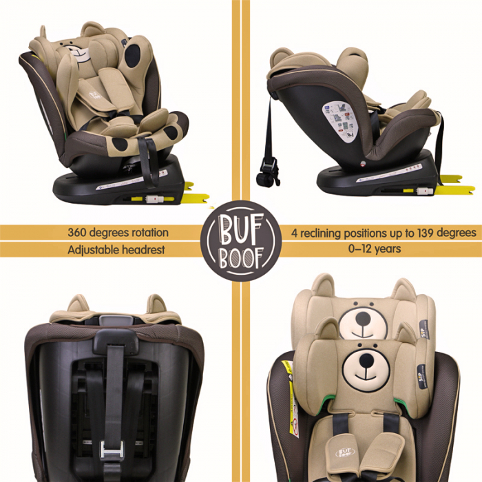 BUF BOOF TWT Plus iSize Autósülés, 360 °-os, 0-36 kg-os forgatással, 40-150 cm, UrsCoffee [3]