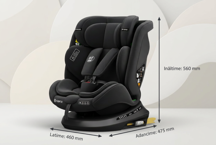 BUF BOOF® TWT Plus DELUXE i-Size R129 360°-ban forgatható autós gyerekülés, ISOFIX, 40–150 cm (0–36 kg) BlackJeans [10]