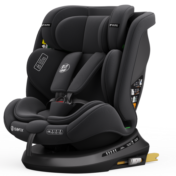 BUF BOOF® TWT Plus DELUXE i-Size R129 360°-ban forgatható autós gyerekülés, ISOFIX, 40–150 cm (0–36 kg) BlackJeans [2]