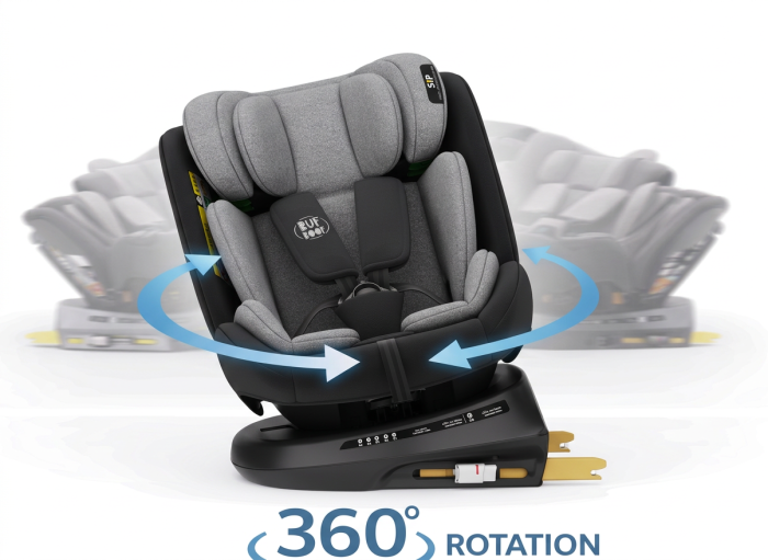 BUF BOOF® TWT Plus DELUXE i-Size R129 360°-ban forgatható autós gyerekülés, ISOFIX, 40–150 cm (0–36 kg) Black [5]