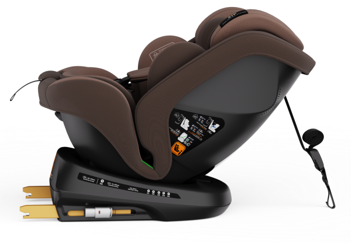 BUF BOOF® TWT Plus DELUXE i-Size R129 360°-ban forgatható autós gyerekülés, ISOFIX, 40–150 cm (0–36 kg) Coffee [12]
