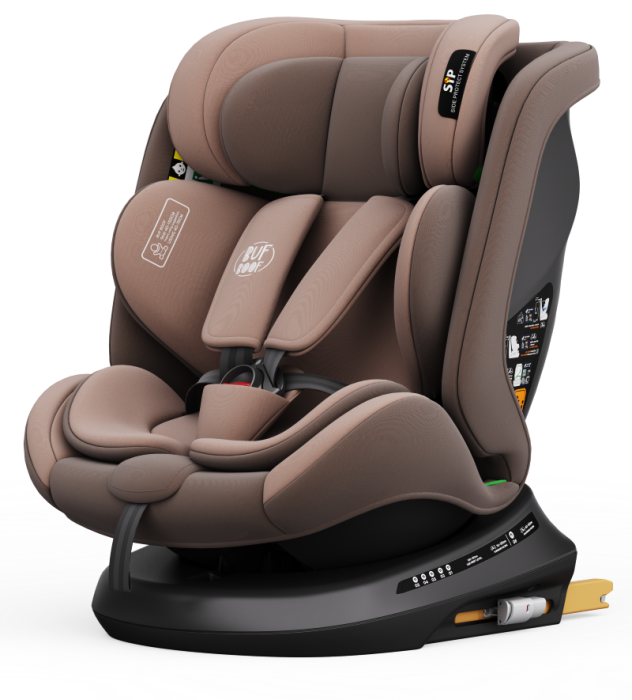 BUF BOOF® TWT Plus DELUXE i-Size R129 360°-ban forgatható autós gyerekülés, ISOFIX, 40–150 cm (0–36 kg) Coffee [2]