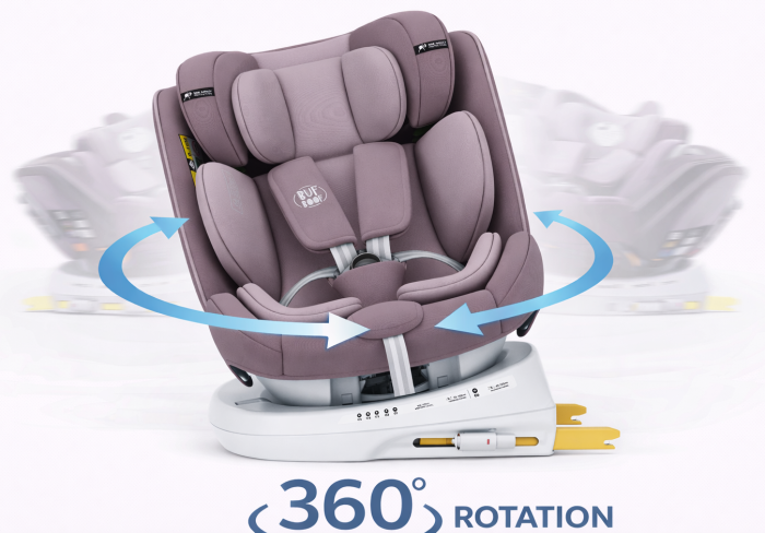 BUF BOOF TWT Plus iSize Autósülés, 360 °-os, 0-36 kg-os forgatással, 40-150 cm, LightRed [2]